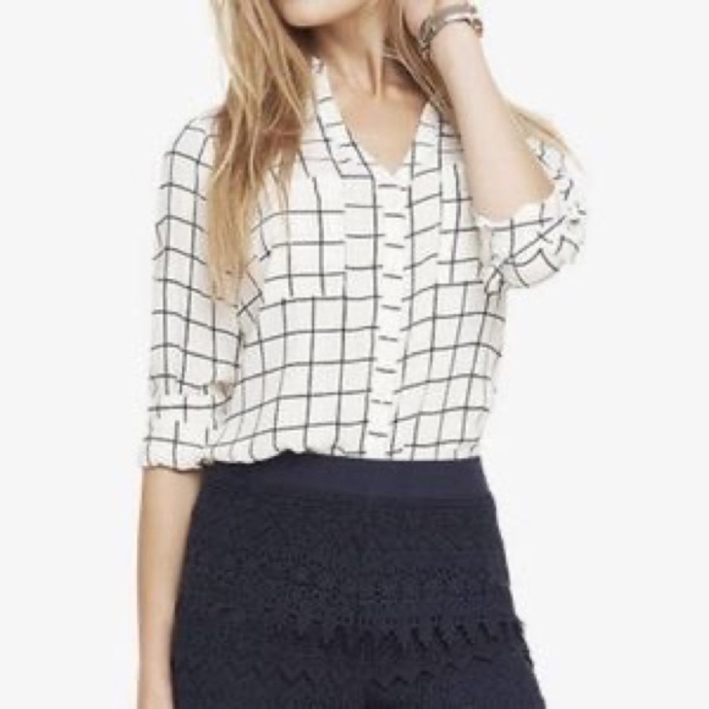 Express portofino windowpane blouse